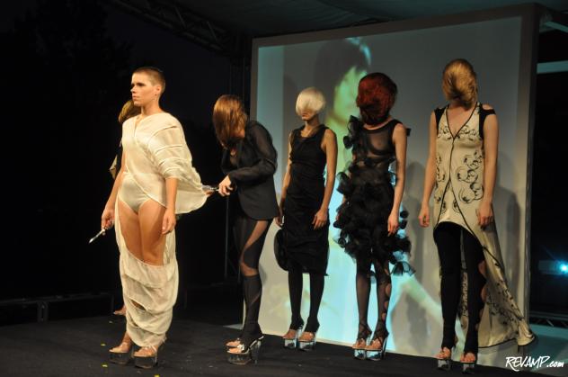 threeASFOUR re-interpreted Yoko Ono's "Cut Piece" performance to showcase their 2010 Spring/Summer collection.
